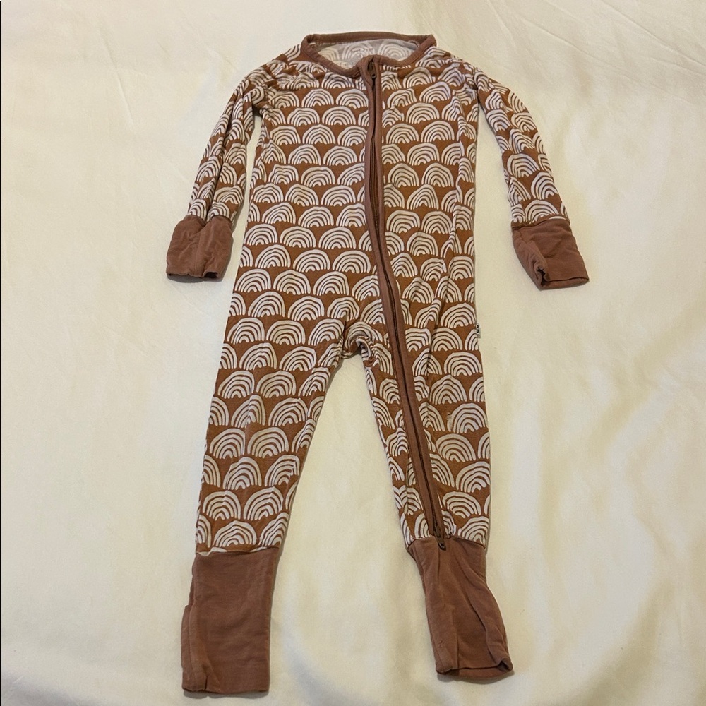Little Sleepies Brown and White Rainbow Footie